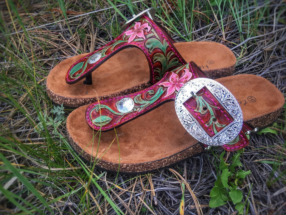 Hand Tooled Leather Custom Birkenstock Arizona Sandals With 