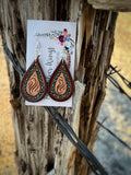 Hand Tooled Leather Earrings with matching Cuff