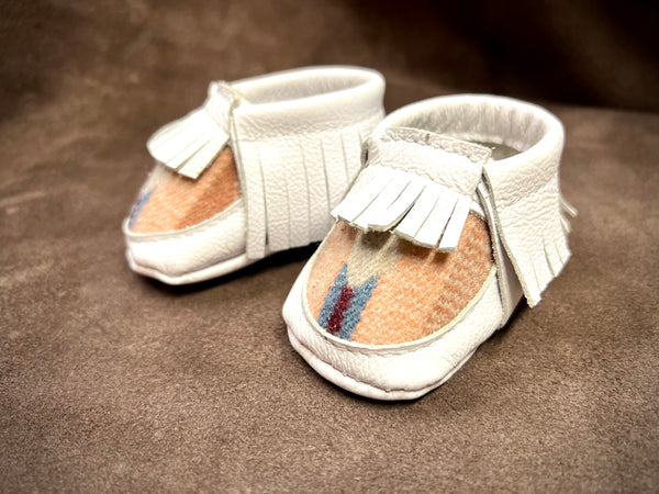 White Leather Baby Moccasins