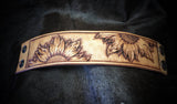 Made To Order Beautiful Custom Hand Tooled Leather Sunflower Cuff Bracelet