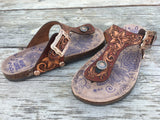 Made To Order - Custom Tooled Leather Birkenstock Inspires Sandals Built on Muk Luks