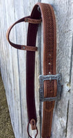 Made To Order Custom Geometric Stamped Tooled One Ear Belt Style Headstall