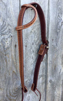 Made To Order Custom Geometric Stamped Tooled One Ear Belt Style Headstall