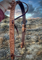 Hand Tooled Floral Pattern Belt Style Headstall