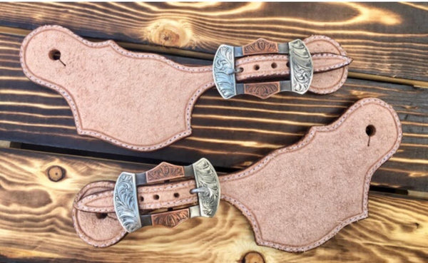 Roughout Spur Straps with custom Don Tooley buckles