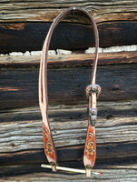 Hand Tooled Floral Pattern Split Ear Roughout Headstall